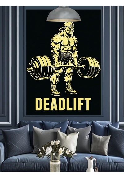 Zincirlerle Deadlift Yapan Bir Adam Dekoratif Kanvas - Mdf Ahşap Tablo