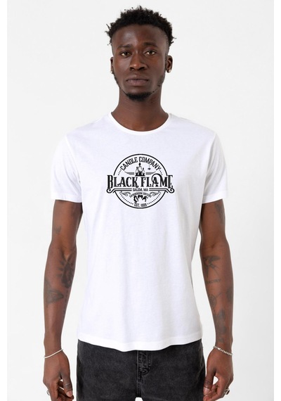 Candle Company Black Flame Beyaz Erkek Bisikletyaka Tshirt 001