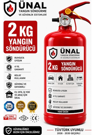 2 Kg Yangın Söndürücü Tüpü Ruhsata Uygun Tüvtürk Uyumlu 2026-2030 Tse Ce Belgeli 4 Yıl