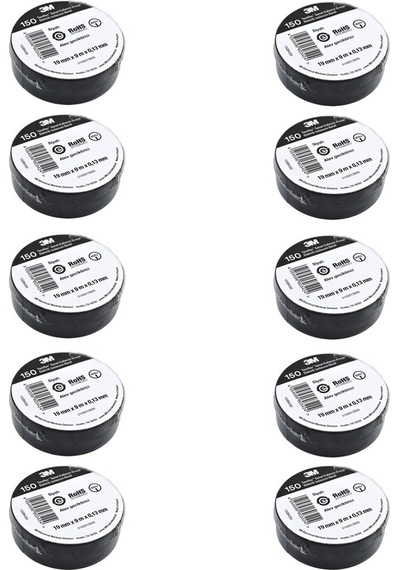 10 Adet 3M Temflex PVC Siyah İzole Bant Elektrik Bandı