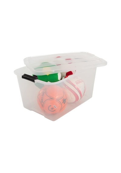 Kapaklı Plastik Saklama Kutuları, 45l, 2'li Set, Şeffaf Çok Renkli