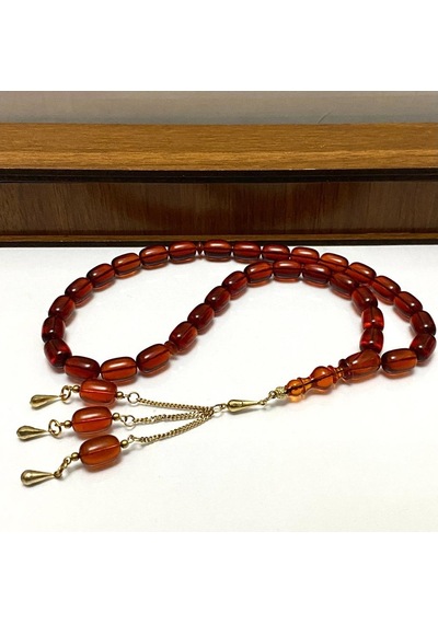 Saatfarkı Usta Işçilikli Bordo Renk Uçak Camı Tesbih