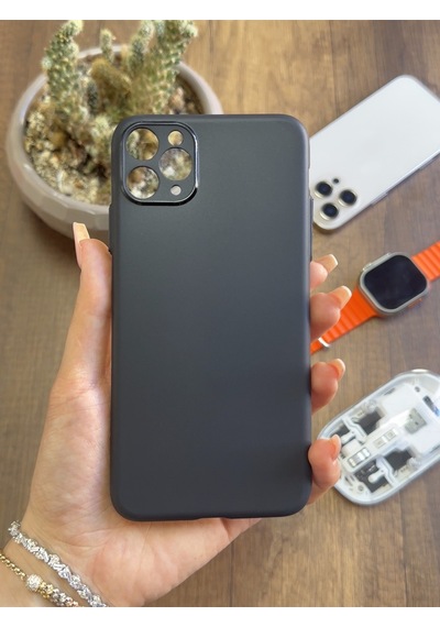 Apple iPhone 12 Pro Max Uyumlu Süper İnce Mat Ultra Thin Silikon Kılıf Siyah