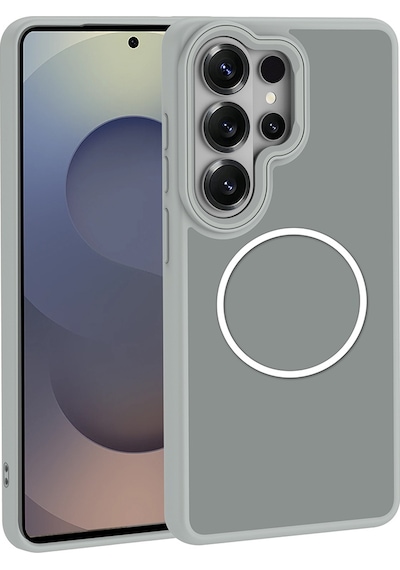 Ardemix Samsung Uyumlu Galaxy S26 Ultra Kılıf M-safe Şarj Özellikli Metal Kamera Çerçeveli Zore Sanremo Silikon Kapak - Gri