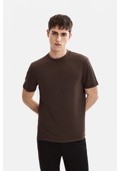 Backandbond Kahve Regular Fit Basic Bisiklet Yaka Tişört