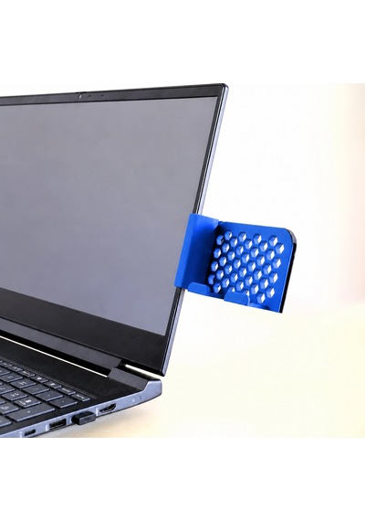 3d Baskı Monitor Telefon Tutucu - Petek Desenli Laptop Kenar Telefon Tutucu-mavi