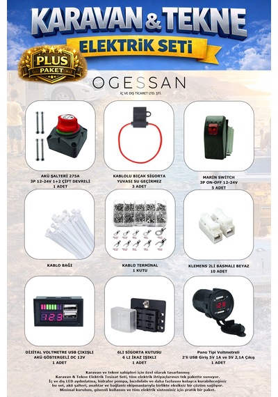 Karavan & Tekne Elektrik Tesisat Seti Plus Paket