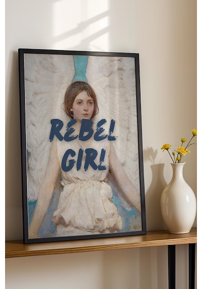 Abbott Handerson Thayer Angel Rebel Girl Çerçeveli Tablo Klasik Portre Değiştirilmiş Sanat Altered Art
