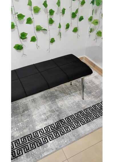 Özcan Metal Metal Ayaklı Krom Siyah Bench Mutfak Salon Antre Yatak Odası Puf Bank Siyah