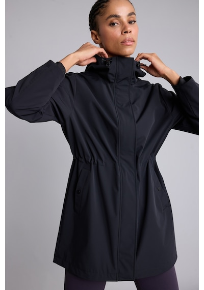 Defacto Beli Büzgülü Kapüşonlu Long Fit Yağmurluk H0001ax26aubk81 Siyah-bk81