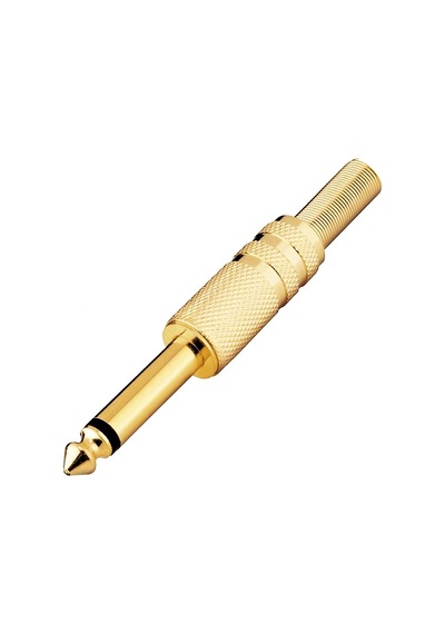Lehimlenebilir Altın Kaplama Metal 6.35 mm Mono Erkek Çivi Jack