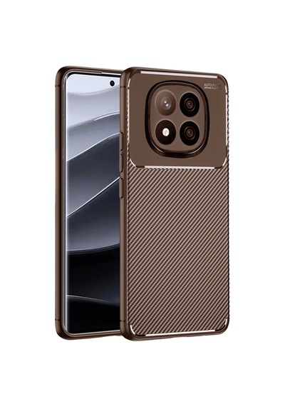 Uryport Xiaomi Redmi Note 14 Pro Plus Kılıf Auto Focus Karbon Kapak - Kahverengi