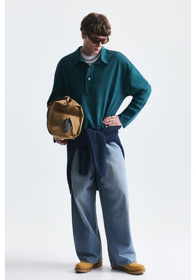 Vamos Relax Fit Polo Yaka Sweatshirt Nefti Yeşil
