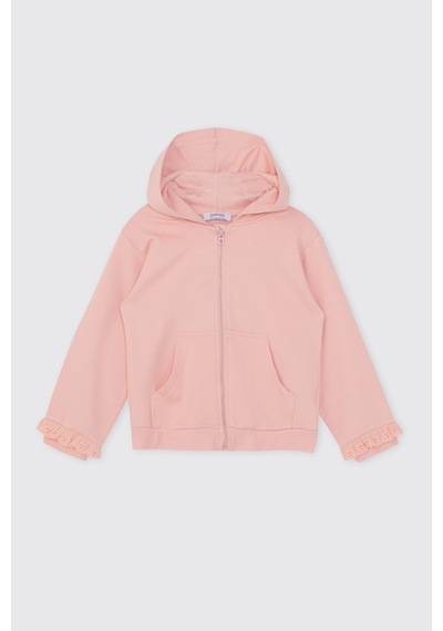 Panço Kız Çocuk Fermuarlı Sweatshirt Pudra