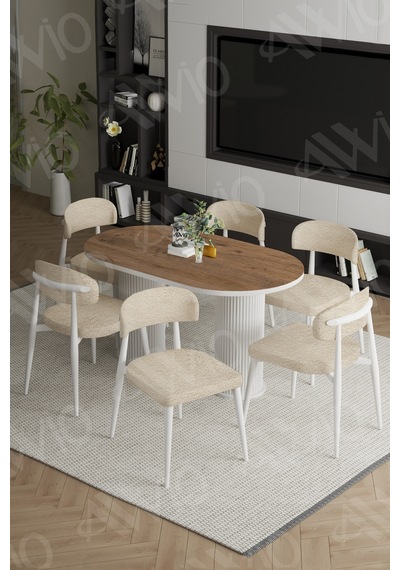 Avvio Bohem Ayak Beyaz Polo Sandalye 80x160 Mutfak Masa Sandalye Takımı Akçaağaç Avvio Bohem Ayak Beyaz Polo Sandalye 80x160 Mutfak Masa Sandalye Takımı Akçaağaç