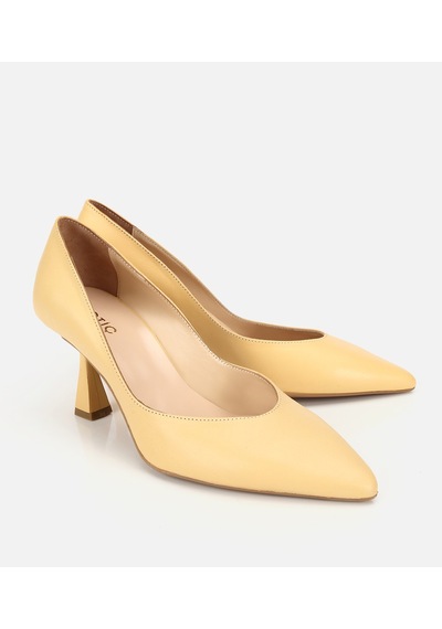 Hotiç Kadın Deri Sarı Kısa Topuklu Stiletto