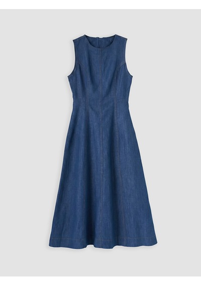Lcw Modest İndigo Midi Kloş Jean Elbise