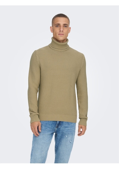 Only & Sons Onstuck 7 Roll Neck Knit Erkek Bej Kazak - 22022595