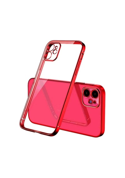 İphone 11 6.1inç Renkli Kenar Şeffaf Kılıf Kamera Korumalı Silikon Kılıf- 5775 Mh-hs5255-6357
