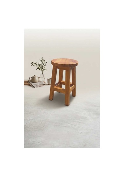 Masif Ahşap Tabure 30x45 Cm Doğal, El İşçiliği, Modern Dekoratif Tabure