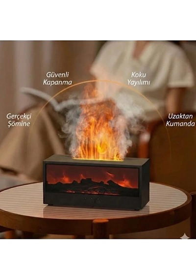 A4 Şömine Esintili Aromaterapi Difüzörü Ultrasonik Hava Nemlendici Çok Renkli