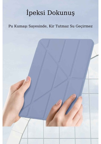 Apple Uyumlu iPad 11 Nesil İnç Kalem Bölmeli Standlı Fuchsia Tri Folding Tablet Kılıfı Diğer
