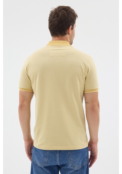 Sarı Polo Yaka Pike Kısa Kol Slim Fit %100 Pamuk Tişört 1011260171 Koyu Sarı