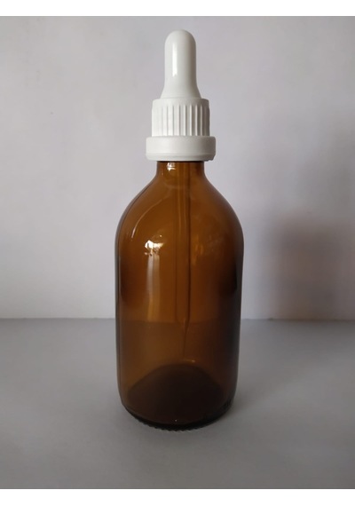 100Ml Cam Amber İnce Damlalıklı Kilitli Kapak Beyaz(10 Adet)