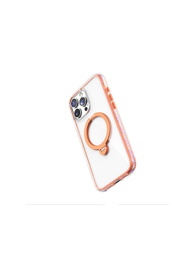 Apple Uyumlu iPhone 16 Pro Max Kılıf Magsafe Standlı Kapak Raptic Airjoy Serisi Boncuk Tasarımlı Turuncu