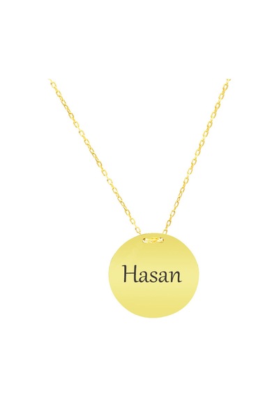 Tesbihane Basic Model Gold Renk Kişiye Özel İsim/harf Yazılı 925 Ayar Gümüş Kadın Kolye