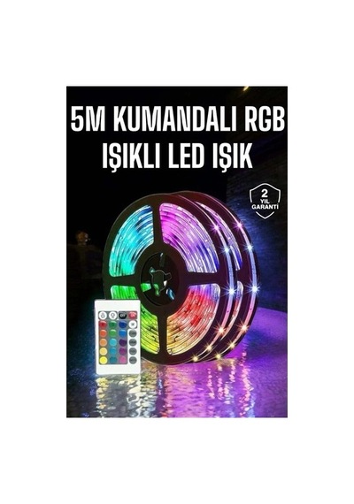 Buğz 5 Metre Şerit Led Rgb Işıklı Kumandalı Güç Adaptörü Her Ortama Uygun Diğer 14207655