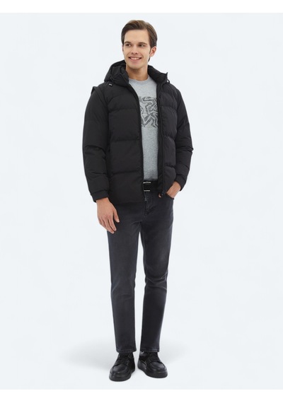 Kip Siyah Regular Fit Dokuma Mont