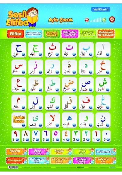 Elifba 3-7 Yaş Elif Ba Sesli Elif B Çocuklar Için Sesli Elifbe Sureler Meali Ve Arapçası