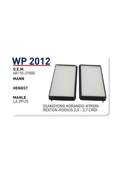 WUNDER WP2012 Polen Filtresi Ssangyong Korando-Kyron-Rexton-Rodius 2,0 - 2,7 CRDI