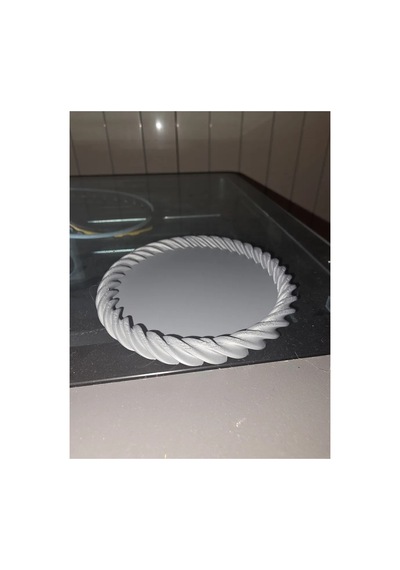 Alvera Spiral Kenarlı Yuvarlak Dekoratif Tepsi Bükümlü Kenar Modern Sunum Ve Düzenleyici Tepsi Krem