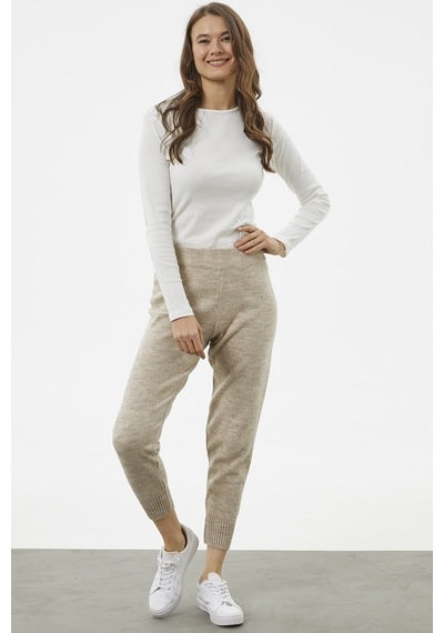 Sementa Jogger Rahat Kalıp Triko Pantolon - Bej 001