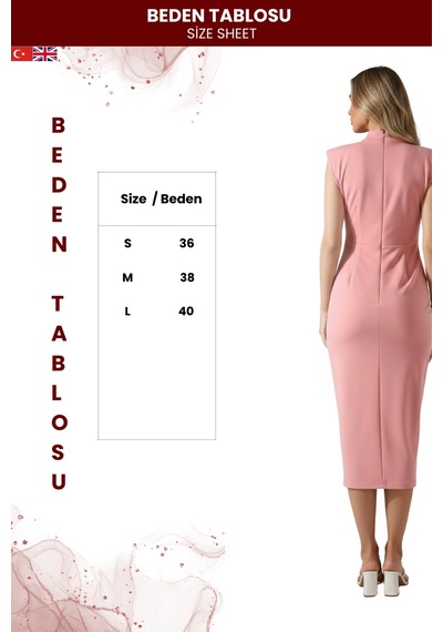 Zedefx Kadın Broş Detaylı Balıkçı Yaka Elbise Pembe