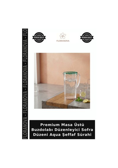 Premium Masa Üstü Buzdolabı Düzenleyici Sofra Düzeni Aqua Şeffaf Sürahi