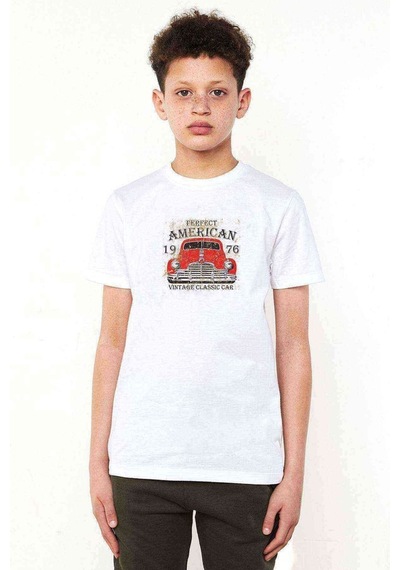 Tshirthane Amerikan Eski Model Klasik Araba Tabela Baskılı Unisex Çocuk Bey