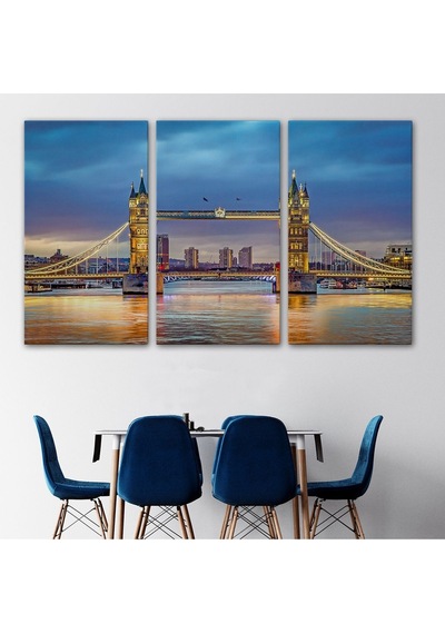 Es10 modagos067 Londra Köprüsü Gece Manzara Tablosu-6638 (50 x 70)
