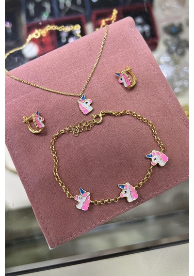 Gümüş Unicron Çocuk Kolye Küpe Ve Bileklik Takım Diğer
