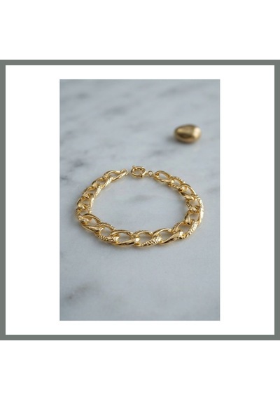 Mmb-trade Pirinç Gold Renk Yıldız İşleme Zincirli Kadın Bileklik Mmbz