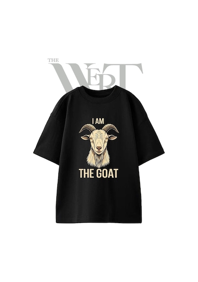 Thewert Goat Head Tasarım Baskılı Ünisex Siyah Oversize T-shirt