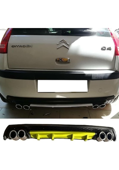 Citroen C4 Sarı Difüzör Çiftli Yuvarlak Egzoz Görünümlü D Tip Difizör