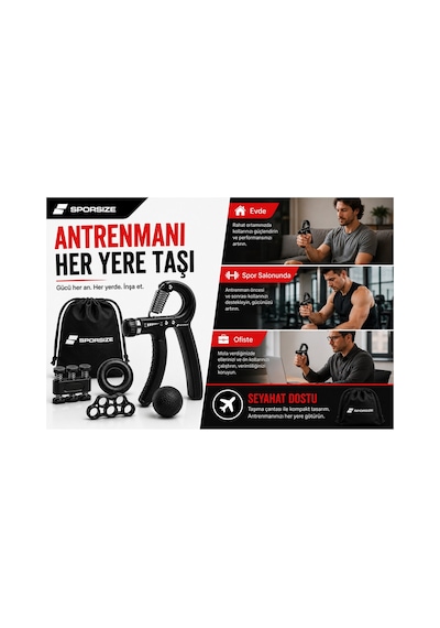 El Yayı, El Sıkma Ve Bilek Güçlendirici Set, 10-60 Kg Siyah