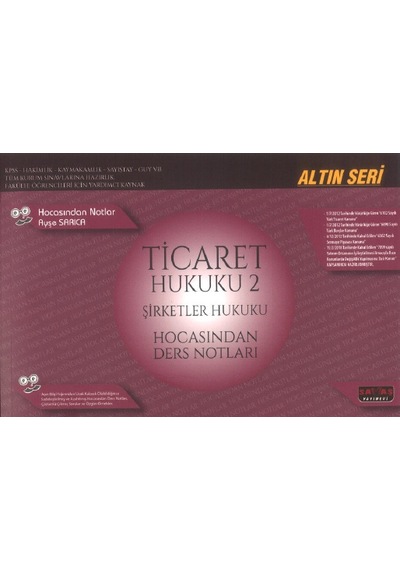Ticaret Hukuku 2 Şirketler Hukuku Ayşe Sarıca