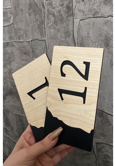 Meşe Serisi 1-12 Arası 12 Adet MDF Kapı Numarası