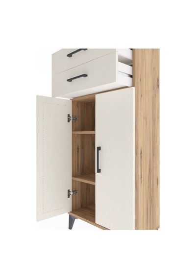 Arges Dolap 2 Raflı 2 Çekmeceli 2 Kapaklı 60x30x134 Çam-aytaşı Çam