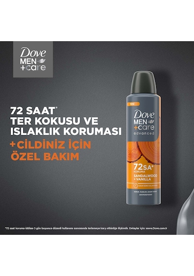 Dove Men +care Advanced Erkek Deodorant 72 Saat Koruma Sandalwood Vanilla 150 Ml X3