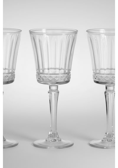 6 Kişilik Şık Tasarım Kristalize Desen Ayaklı Bardak Kadeh Takımı 300 Ml Beyaz